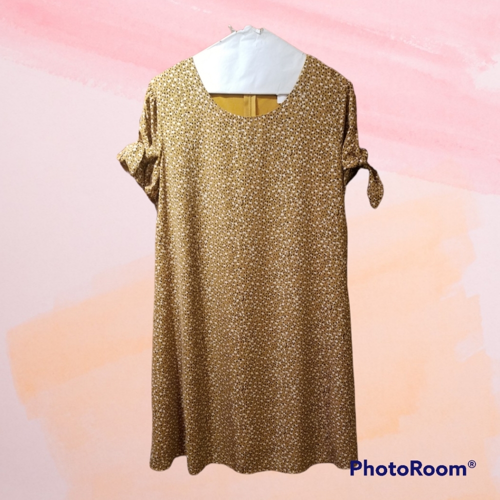 She and Sky Mustard Yellow Abstract Polka Dot Dress NWOT